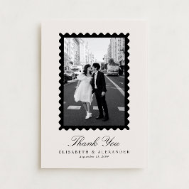 Stamp Style Modern Ivory One Photo Thank You Card Einladung