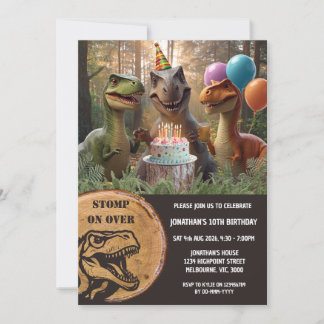 Stampf Über Die Dinosaurier-Geburtstagsfeier Einladung