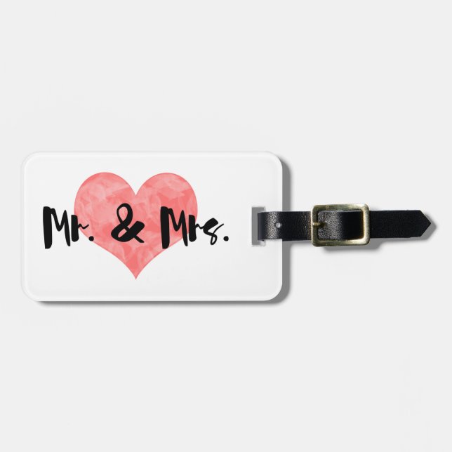 Stamps Heart Rustic Mr. & Mrs. Gepäckanhänger (Vorderseite horizontal)
