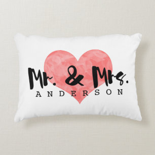 Stamps Heart Rustic Mr & Mrs Monogram Zierkissen