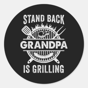 Stand Ck Opa Grillt Funny Grillen Vathday Runder Aufkleber