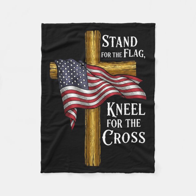 Stand For Flag Kneel For Cross Patriotic Christian Fleecedecke (Vorderseite)