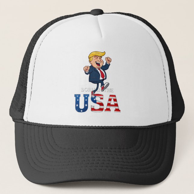 STAND HEUTE Geboren in den USA Trucker Hat Truckerkappe (Vorderseite)