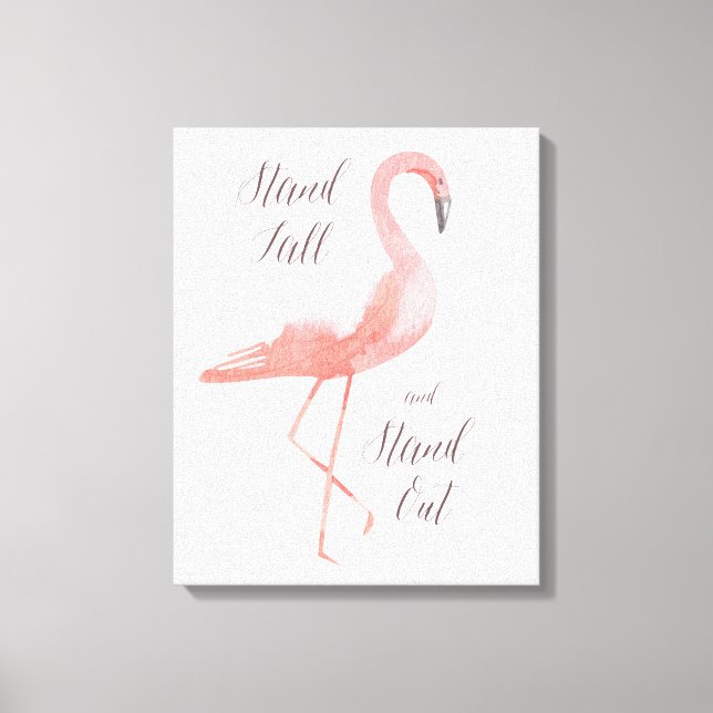 Stand hoch | Flamingo inspirierende Wandkunst Leinwanddruck (Vorderseite)