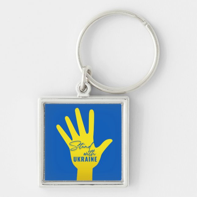 Stand mit dem Ukraine-Platz-Schlüsselanhänger Schlüsselanhänger (Vorne)