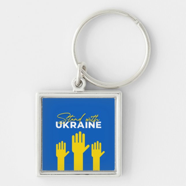 Stand mit dem Ukraine-Platz-Schlüsselanhänger Schlüsselanhänger (Vorne)