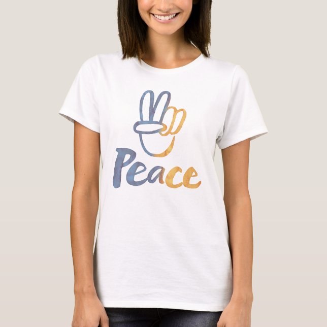 Stand mit der Ukraine - FRIEDENSymbol - Freiheit d T-Shirt (Vorderseite)