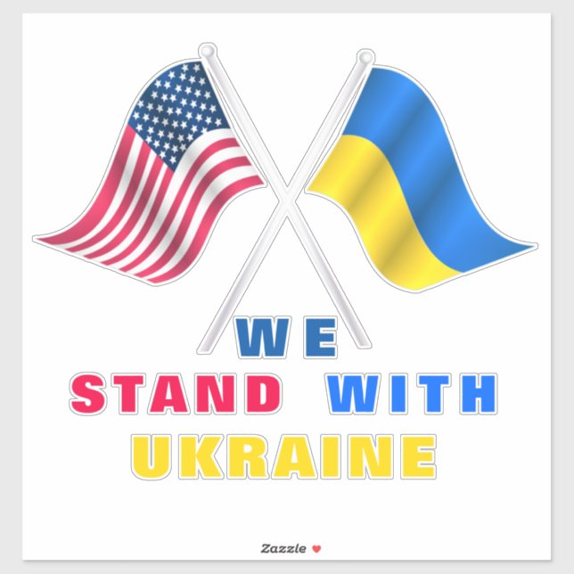 Stand mit der Ukraine USA und Ukraine Flaggen-Aufk Aufkleber (Blatt)