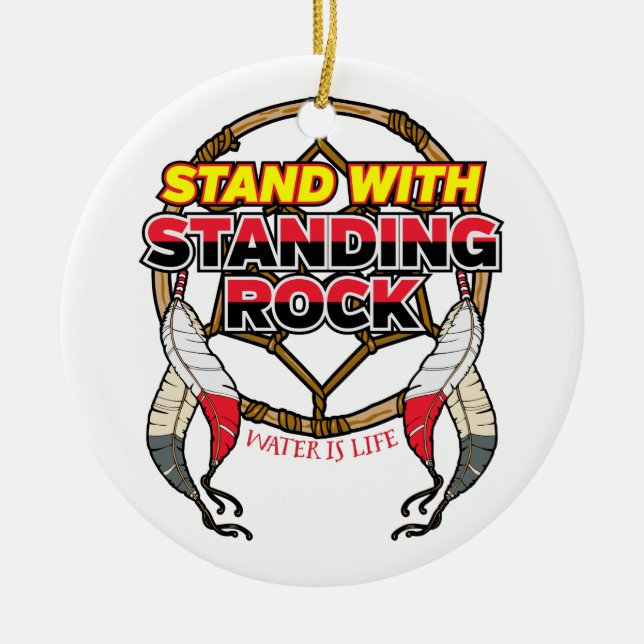 Stand mit stehendem Felsen-Wasser ist Leben Keramik Ornament (Vorne)