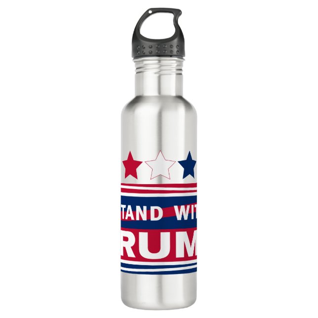 Stand mit Trump~2024~MAGA Edelstahlflasche (Vorderseite)