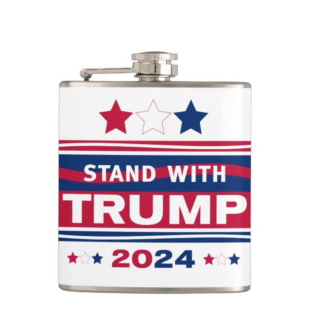 Stand mit Trump~2024~MAGA Flachmann (Vorderseite)