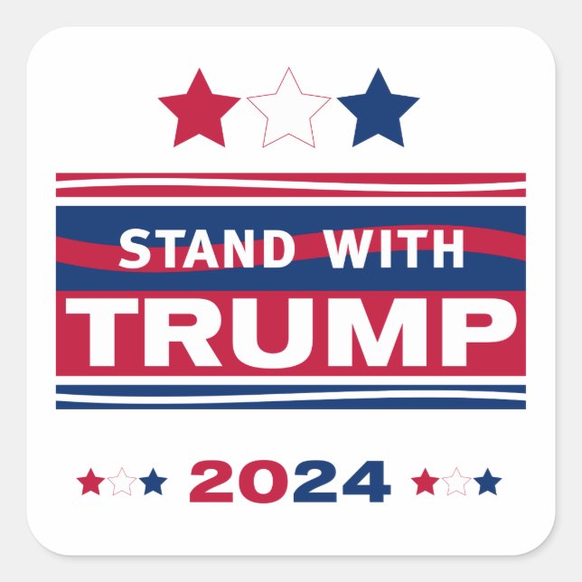 Stand mit Trump~2024~MAGA Quadratischer Aufkleber (Vorderseite)