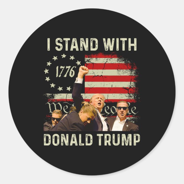 Stand mit Trump lustiger Trump 2024 Runder Aufkleber (Vorderseite)