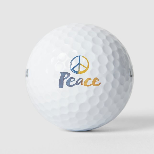 Stand mit Ukraine - PEACE Symbol - Golf Balls sign Golfball (Vorderseite)