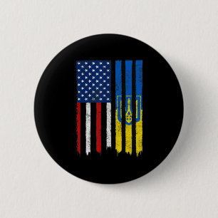 Stand mit ukrainischem amerikanischem Flaggenstolz Button