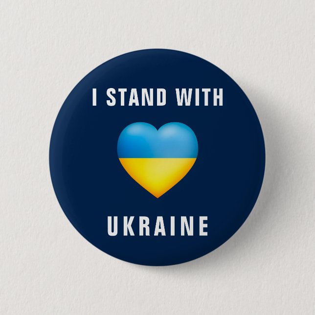 Stand mit ukrainischem Flaggenherz Button (Vorderseite)
