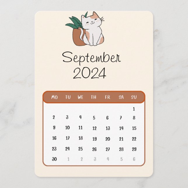 Stand September 2024 Alleinkatze und Pflanze Menükarte (Vorderseite)