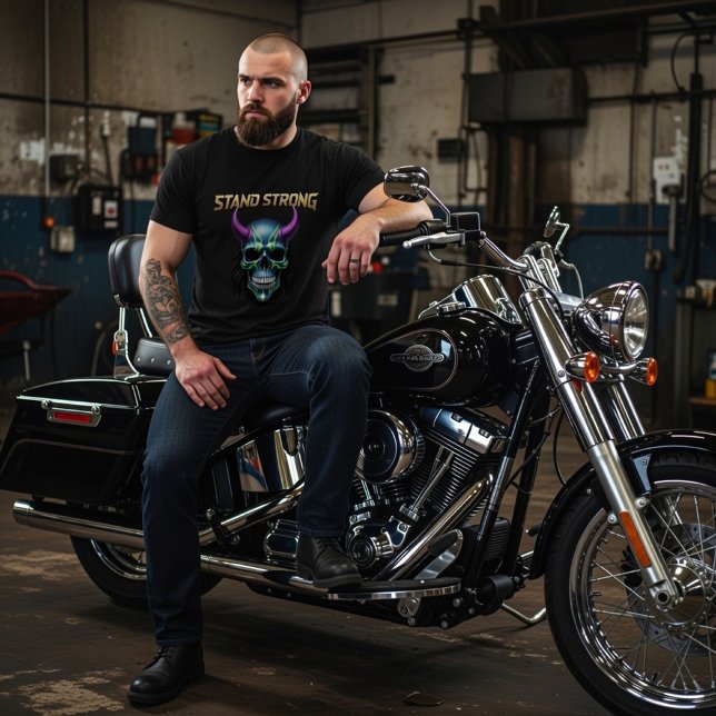 Stand Strong Neon Skull Graphic T-Shirt (Von Creator hochgeladen)