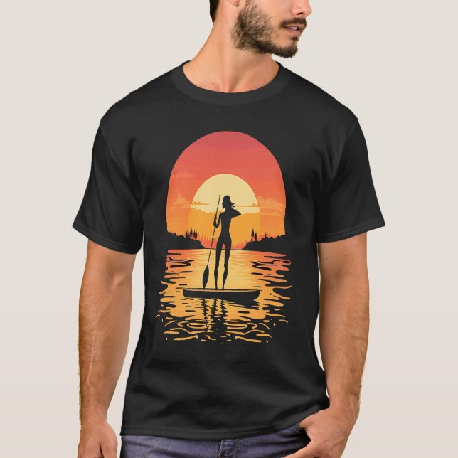Stand Up Paddle Board  Paddling Mom In Sunset  1 T-Shirt (Vorderseite)