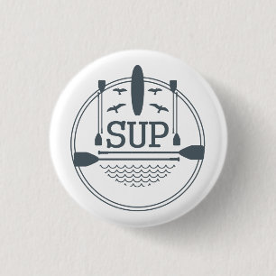Stand up paddle boarding flat emblem button