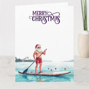 Stand-Up Paddle Santa — Weihnachten an der Küste Karte