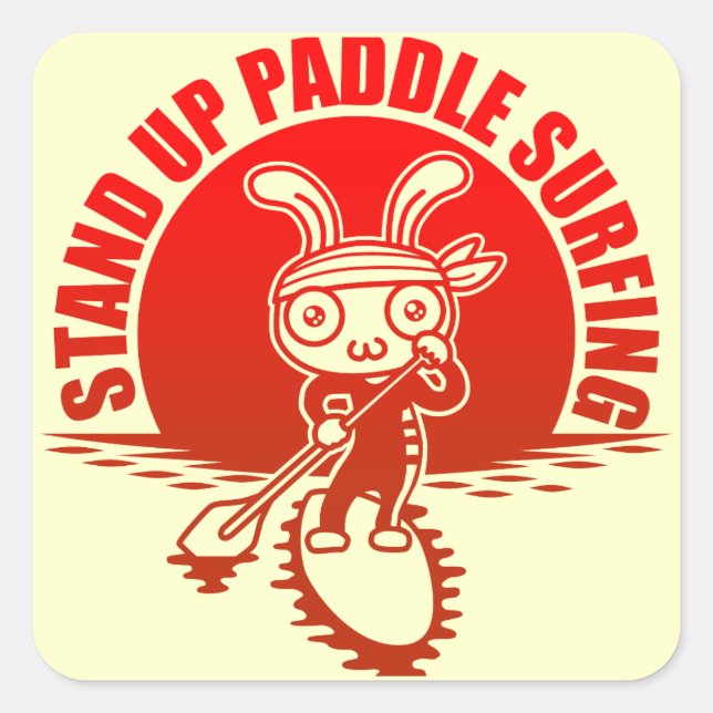 Stand up paddle surfing quadratischer aufkleber (Vorderseite)