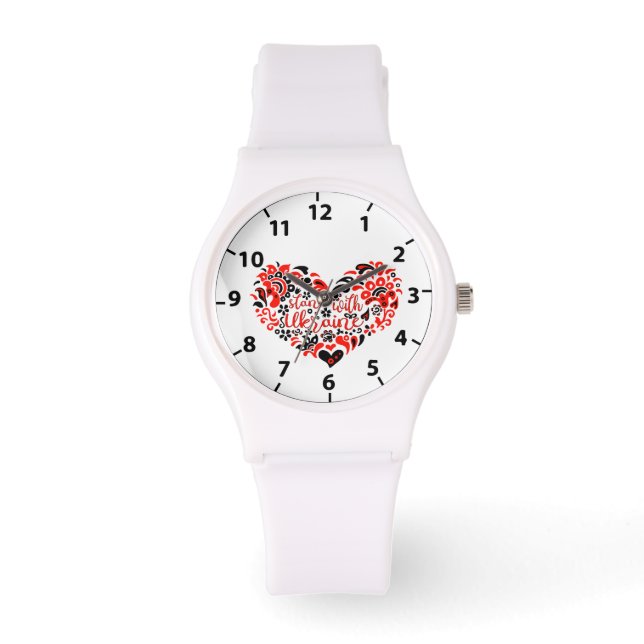 Stand with Ukraine lettering and heart Armbanduhr (Vorderseite)