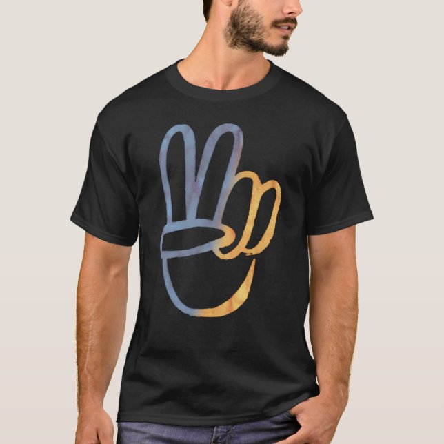 Stand With Ukraine - PEACE Symbol v-Sign Freedom T-Shirt (Vorderseite)