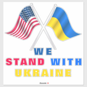 Stand With Ukraine Sticker drapeaux USA et Ukraine
