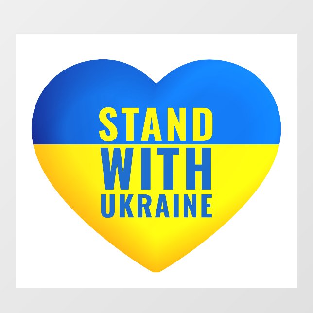 Stand with Ukraine. UKRAINE support. Fensteraufkleber (Blatt)