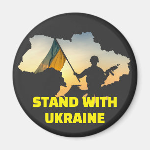 Stand with Ukraine with map    Magnet