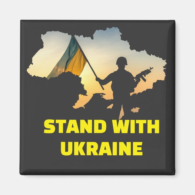 Stand with Ukraine with map  Magnet (Vorne)