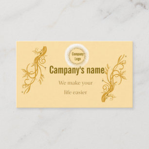 Standard, 3,5" x 2,0" Elegantes Gold Floral Busine Visitenkarte