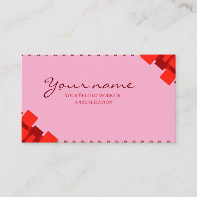 Standard, 3,5" x 2,0"Elegantes Rosa & Rotes Busine Visitenkarte (Vorderseite)