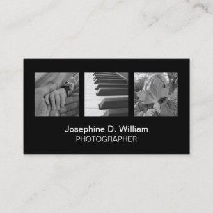 Standard 3 Foto oder Logo Schwarz-weiß modern eleg Visitenkarte