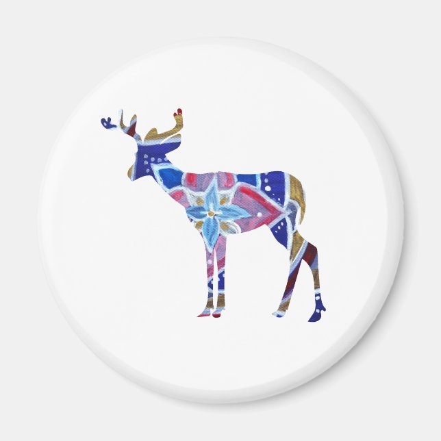 Standard, 5,7 cm Round Magnet Mandala Deer (Vorne)