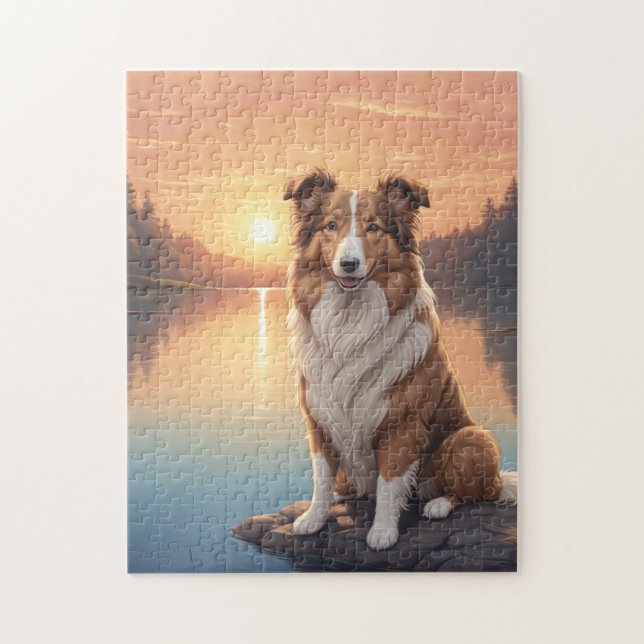 Standard Collie am See (Vertikal)