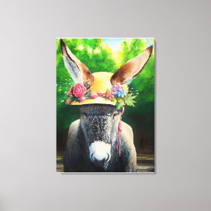Standard Donkey/Burro in Rose/daisy Blume, die Leinwanddruck