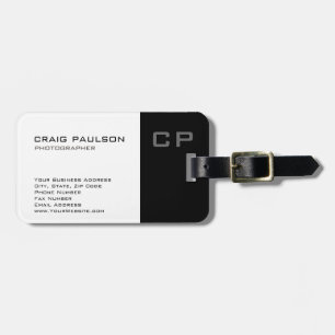 Standard Monogram Modern White Black Business Card Gepäckanhänger
