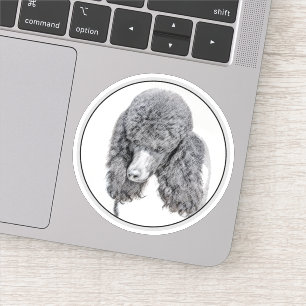 Standard Poodle Black Parti Painting - Dog Art Aufkleber