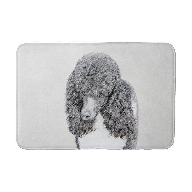 Standard Poodle Black Parti Painting - Dog Art Badematte (Vorderseite)