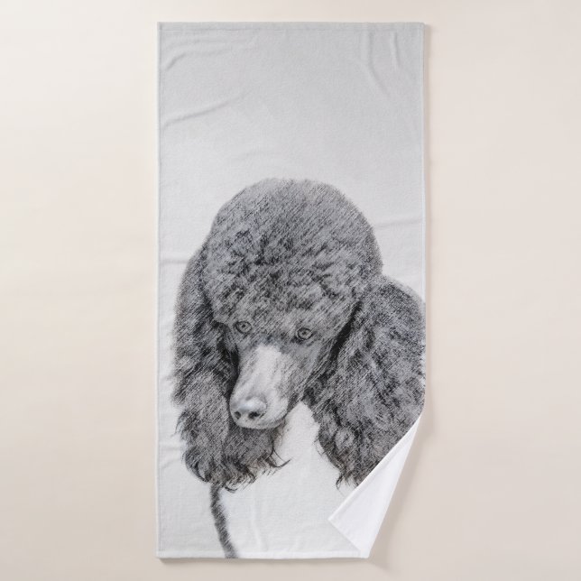 Standard Poodle Black Parti Painting - Dog Art Badhandtuch Set (Badehandtuch)