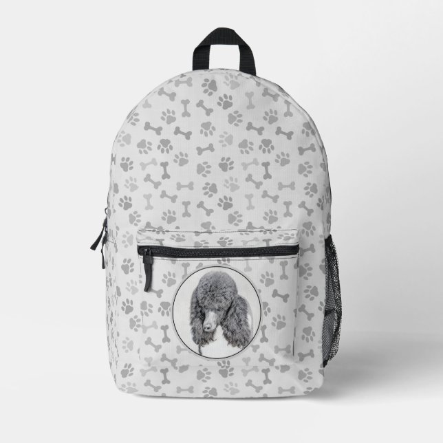 Standard Poodle Black Parti Painting - Dog Art Bedruckter Rucksack (Vorderseite)