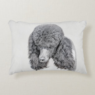 Standard Poodle Black Parti Painting - Dog Art Dekokissen