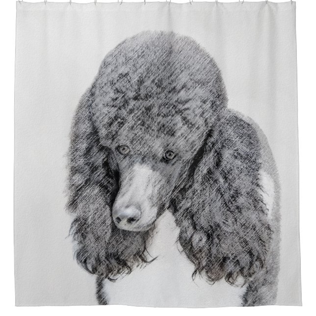 Standard Poodle Black Parti Painting - Dog Art Duschvorhang (Vorderseite)