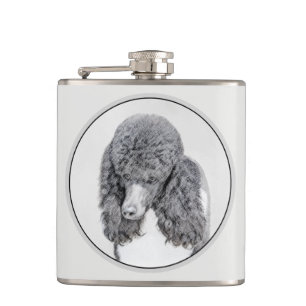 Standard Poodle Black Parti Painting - Dog Art Flachmann