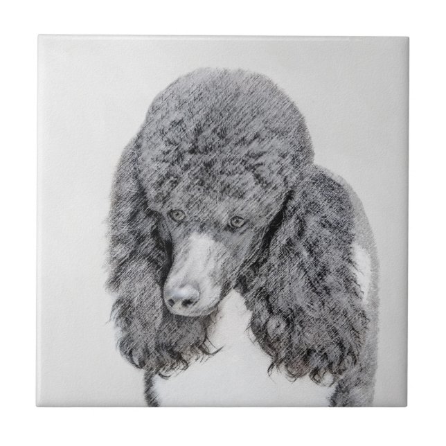Standard Poodle Black Parti Painting - Dog Art Fliese (Vorderseite)