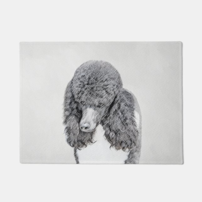 Standard Poodle Black Parti Painting - Dog Art Fußmatte (Vorderseite)