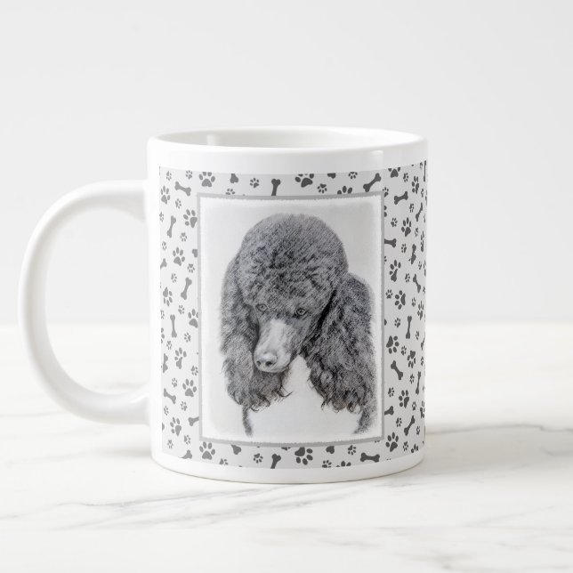 Standard Poodle Black Parti Painting - Dog Art Jumbo-Tasse (Links)