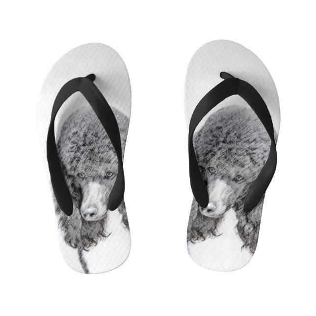 Standard Poodle Black Parti Painting - Dog Art Kinderbadesandalen (Fußbett)